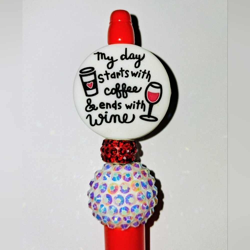 ❤️ MY DAY STARTS WITH COFFEE & ENDS WITH WINE - CHARM PEN